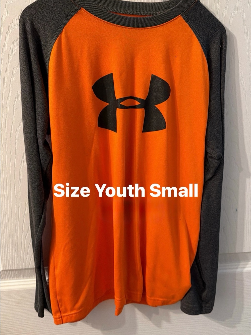 Under Armour Orange and Charcoal Raglan Long Sleeve Tee